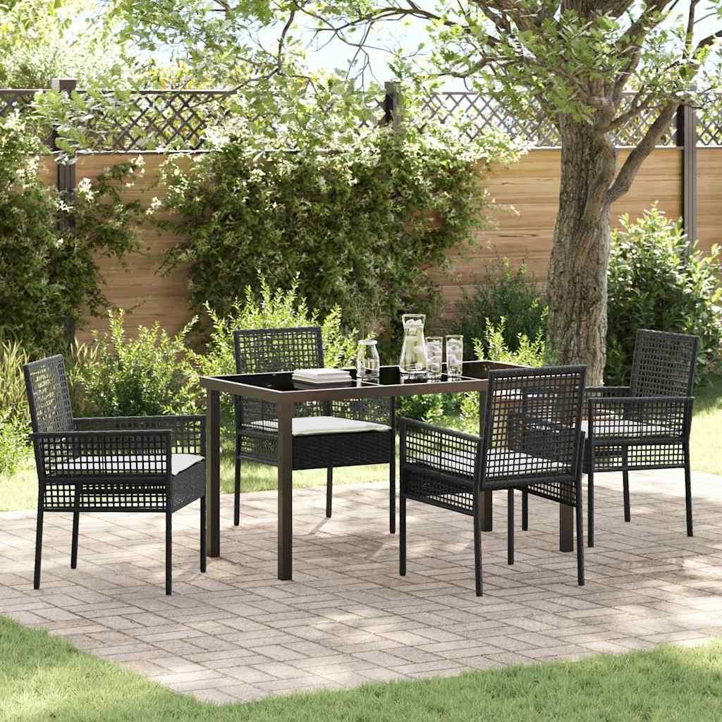 Maison Exclusive - Garten Essgruppe mit Kissen 5 pcs Schwarz Poly-Rattan
