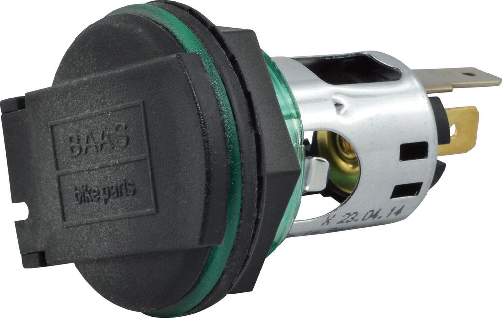 Baas Bikeparts Einbau-Bordsteckdose ZIG Ø21mm mit Federklappdeckel