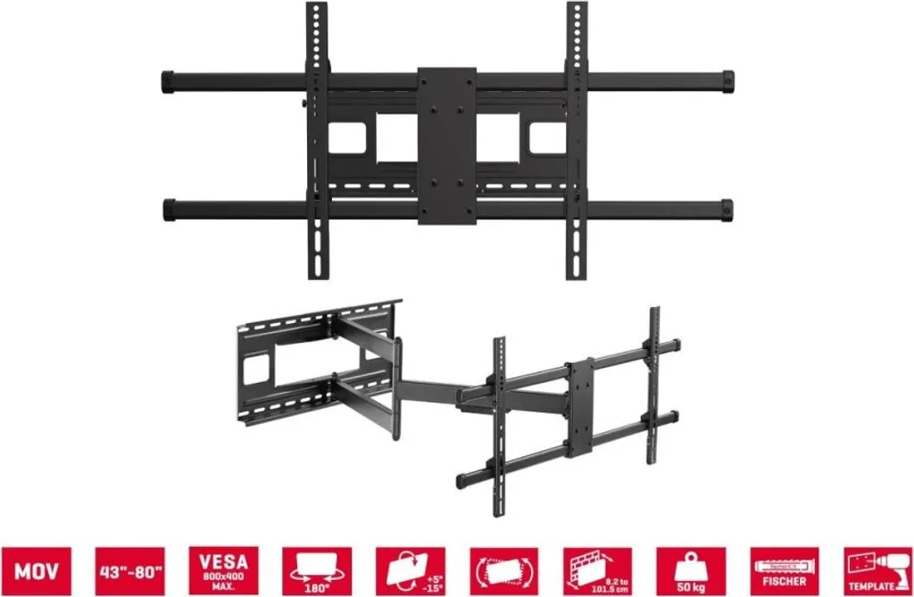 Support mural TV Fonestar Mov-384pr extensible 80cm VESA 400x400