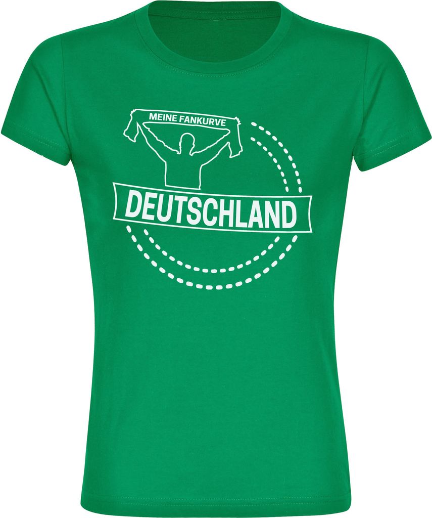 multifanshop Damen T-Shirt - Deutschland - Meine Fankurve, grün, Größe L