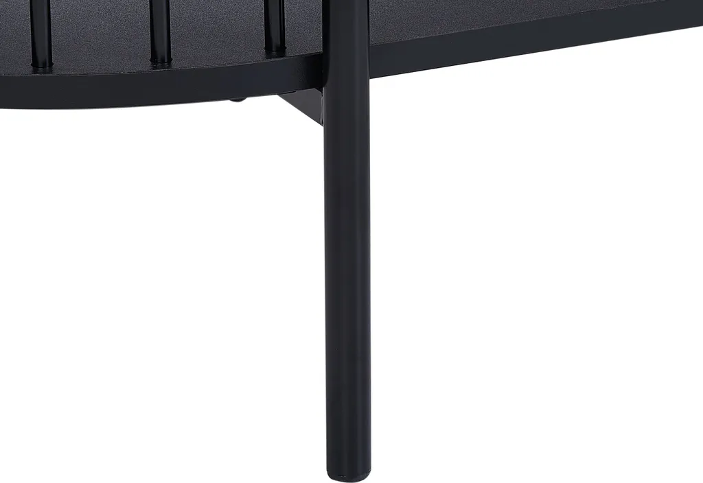 Table basse ovale rétro pour salon moderne noire avec étagère basse 103 cm - 7