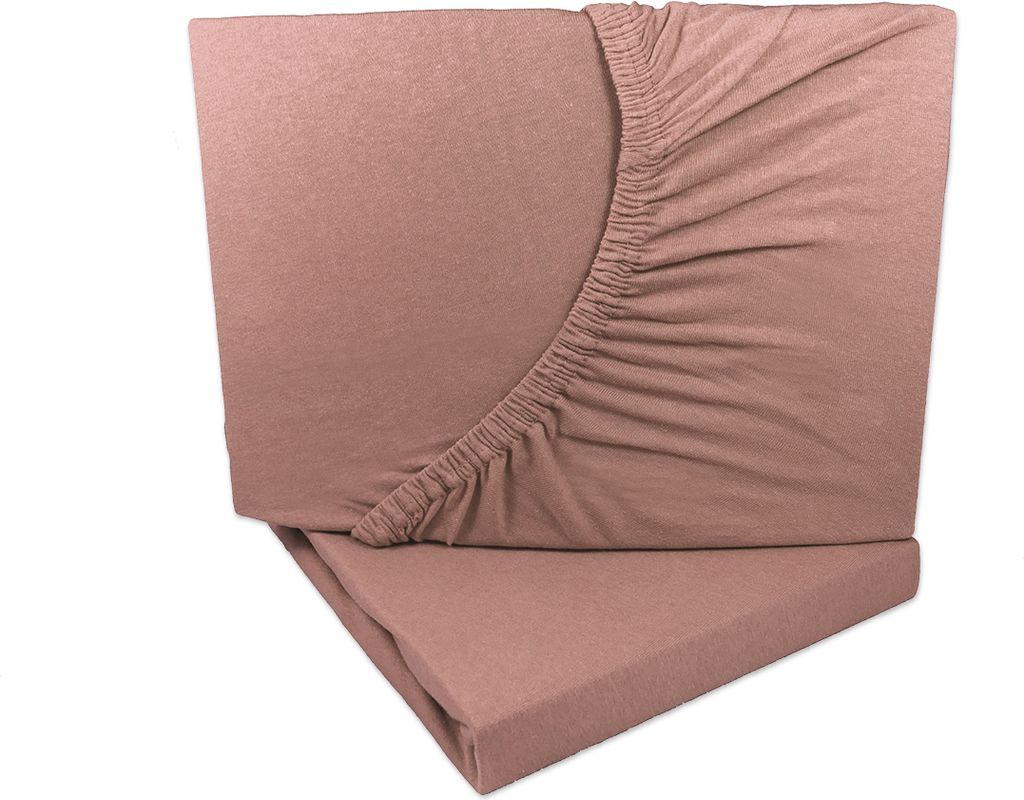 2er Set Jersey Spannbettlaken Nougat / mittel Braun 90x200 - 100x200 cm 100% Baumwolle