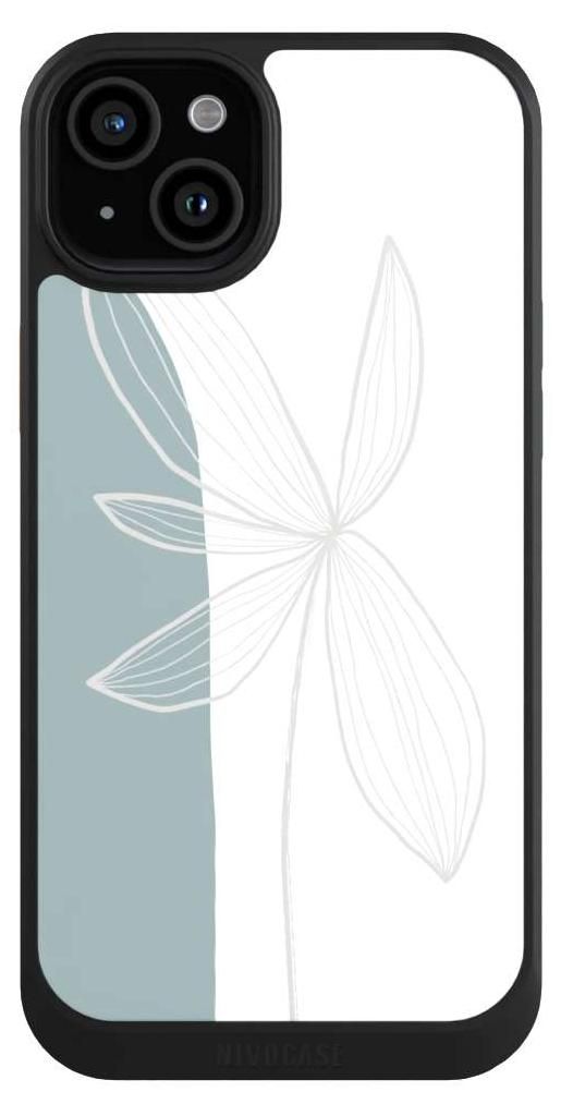 NIVOCASE Hülle für Apple iPhone 15 Plus Handyhülle NIVOcore Case Schwarz Blume Boho Pastell