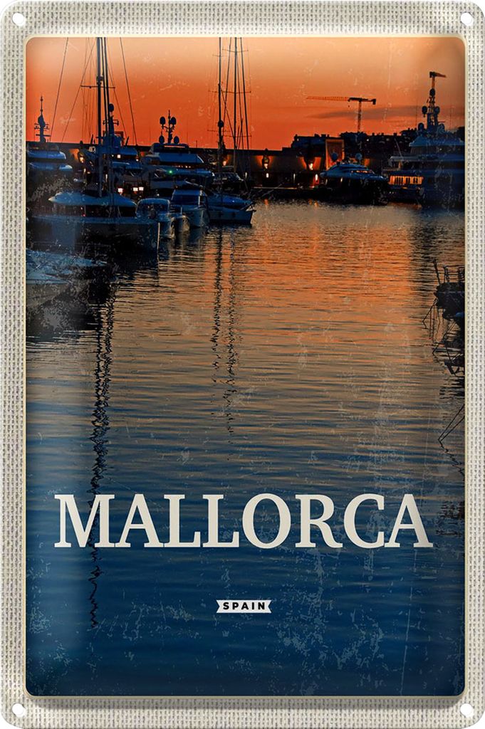 Blechschild Reise 40x30cm Mallorca Spain Sonnenuntergang