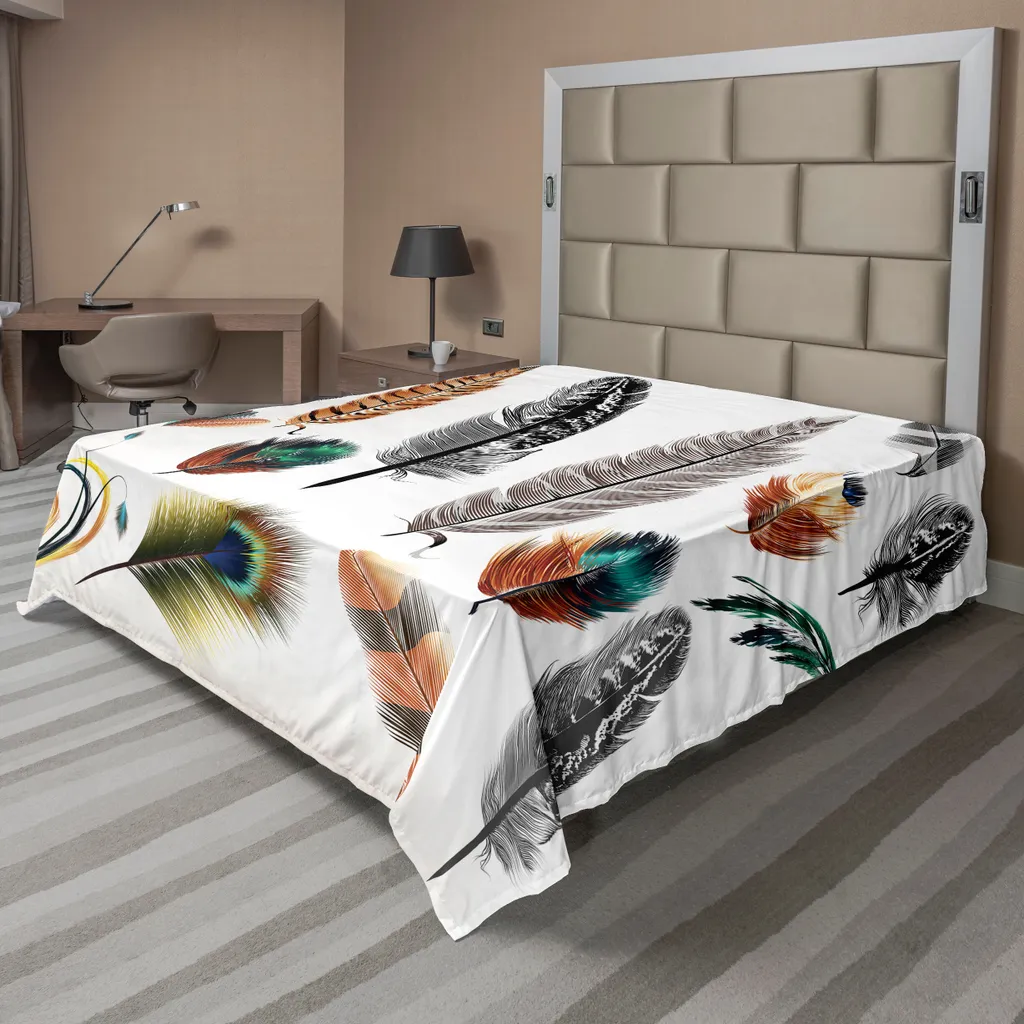 ABAKUHAUS Lenzuolo Bohemien Piume Multicolore 244x205cm - Qualità Top