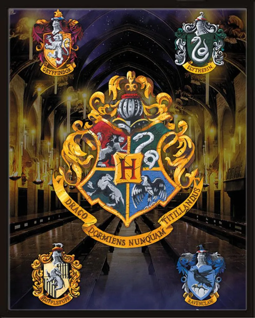 Tableau Harry Potter Blasons des Maisons Encadré sous Vitre Acrylique