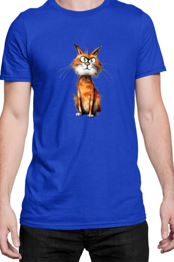 Herren T-Shirt Funny Cats Breeds Manx Cat, Man S / Blau