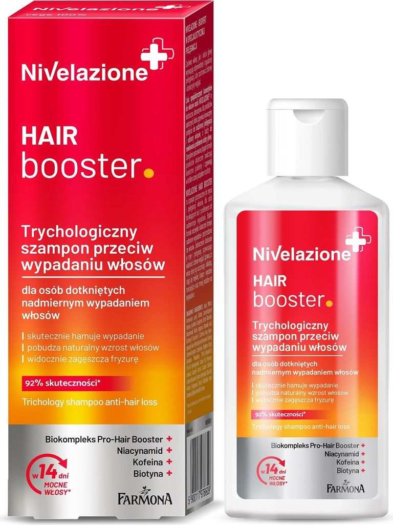 A product shot of a shampoo bottle and its box.