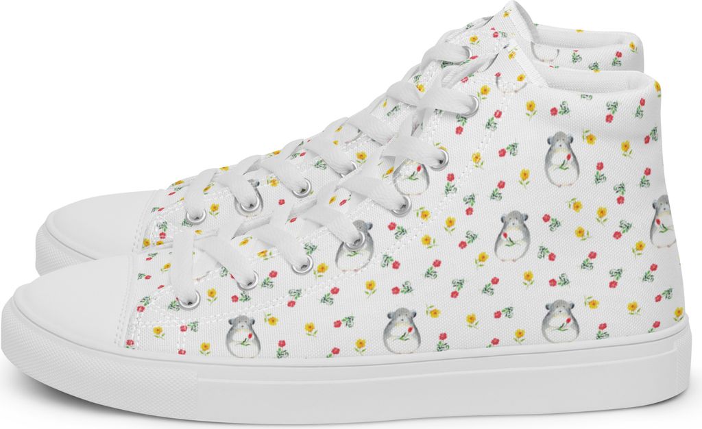 Mr. & Mrs. Panda Damen Sportschuhe Chinchilla Blume Größe 44 - Weiß - Geschenk, Sneaker, Schnürschuhe, Lustige Sprüche, Liebeskummer, Kummer, ...