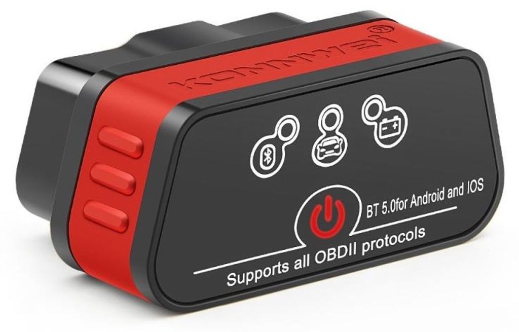 Selbstdiagnose OBD2 KONNWEI KW901, Bluetooth 5.0, Ein-Aus-Taste, kompatibel mit Android iOS, ELM 327 OBDII, Schwarz/Rot