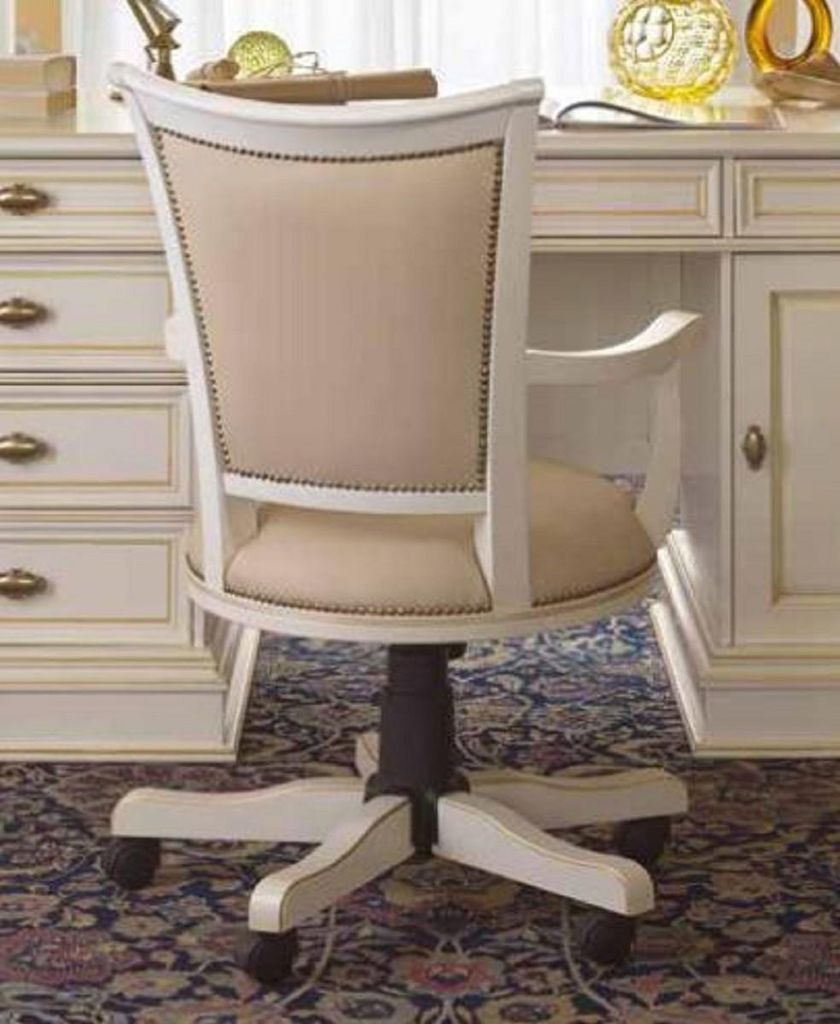 Casa Padrino Luxus Bürostuhl Beige / Antik Creme / Schwarz - Höhenverstellbarer Schreibtischstuhl - Drehstuhl mit edlem Kunstleder - Luxus Büro ...