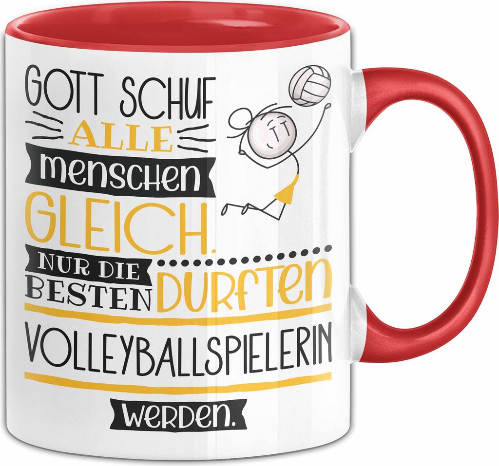 Volleyballspielerin Geschenk Becher Tasse Gott Schuf Alle Menschen Gleich Nur Die Besten Durfeten Volleyballspielerin Werden Geschenkidee Lustig (Rot)