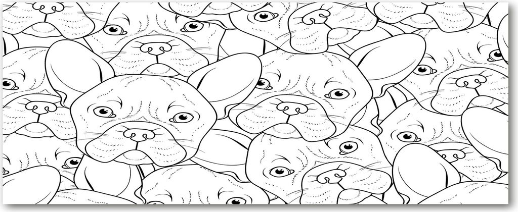 Tulup Leinwandbild - 125x50 cm - Wandkunst - Drucke auf Leinwand - Leinwanddruck - Tiere - Schwarzweiß - Bulldoggen Hunde