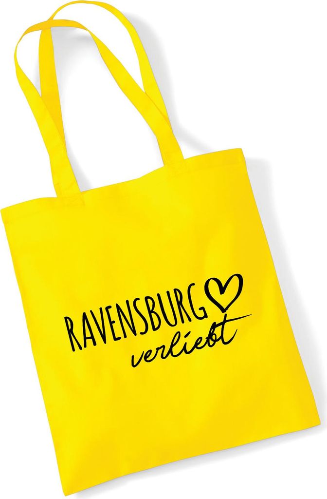 Huuraa Jutebeutel Ravensburg verliebt 10 Liter Yellow Baumwolle Tasche Geschenkidee