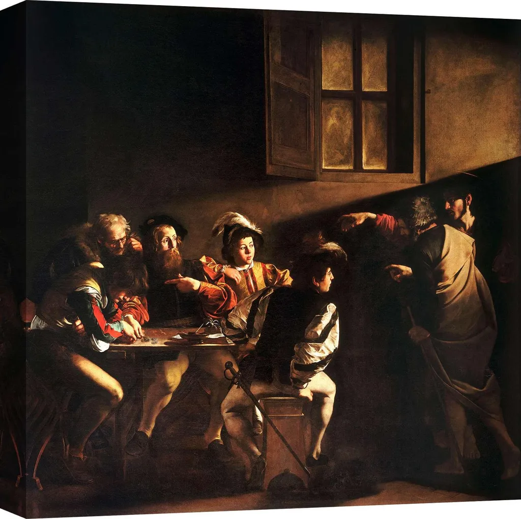 Quadro su tela - Caravaggio - La chiamata di San Matteo - 50 x 50 cm