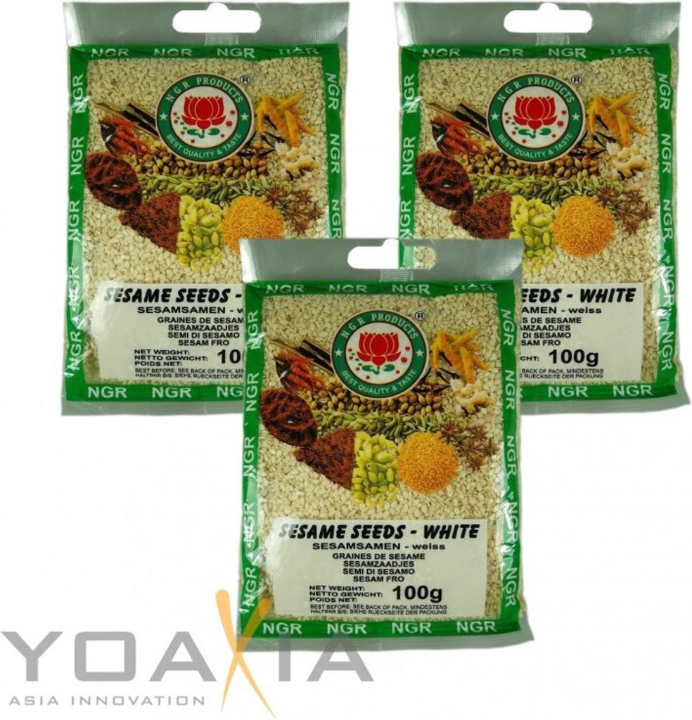 3er Pack NGR Sesamsamen WEIß (3x 100g) | Sesam | White Sesame Seeds