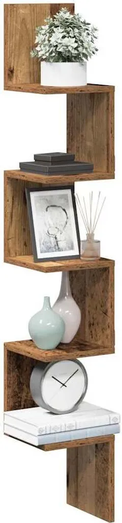 SYFAX™ Mensola Angolare Legno Antico - Risparmia Spazio con Stile - 3