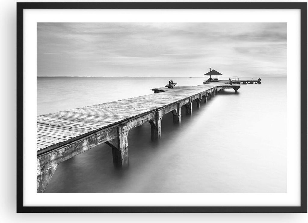 Gerahmtes Poster - Schwarzer Rahmen - Thailand bucht strand brücke - 70x50 cm - Wand Bild - Wanddeko - Wandbilder - Wandposter - Bilderrahmen - Bi...