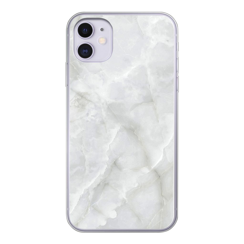MuchoWow Handyhülle Schutzhülle Hülle für iPhone 11 Marmor - Weiß - Muster - Stein - Marmoroptik Silikon Softcase Handy Hülle - Handytasche