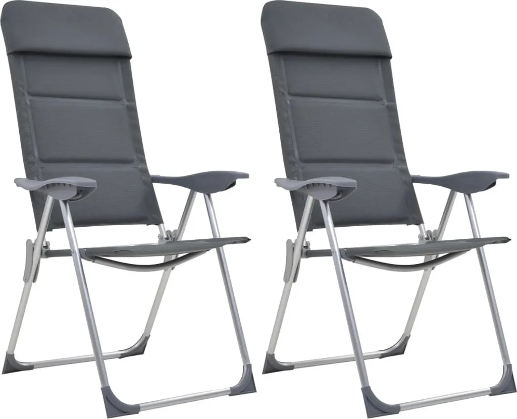 Fauteuils de Jardin Pliables en Aluminium Gris - Pack de 2 Unités