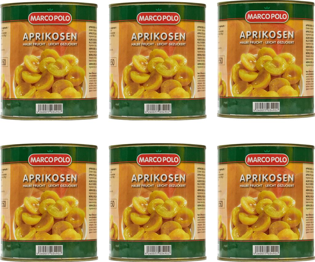 MARCO POLO APRIKOSEN-HÄLFTEN leicht gezuckert 6x Füllm 820g Produktbild 