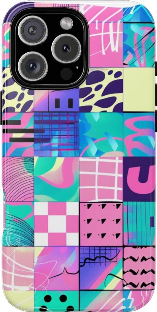 Buntes abstraktes Geometriemuster – Hülle Kompatibel mit iPhone 16 Pro Max