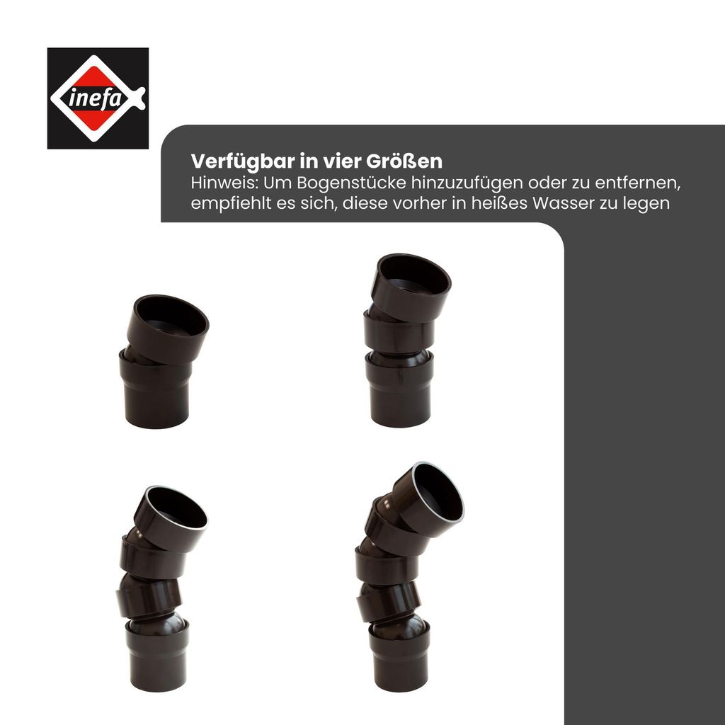 INEFA Flexibler Regenrohrbogen, PVC DN50 / 50mm 67-90 Grad, Produktbild 3