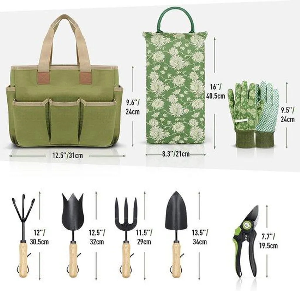Outils de jardinage ergonomiques et résistants - Set de 8 pièces d'acier