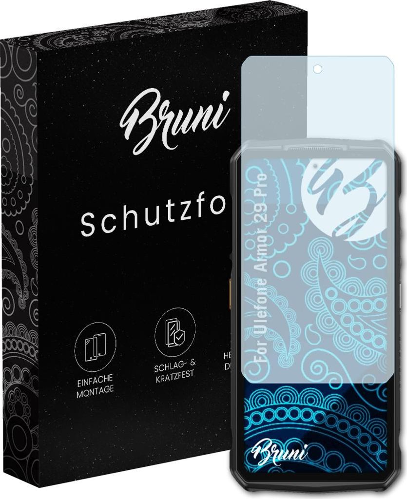 Bruni Basics-Clear 2x Schutzfolie kompatibel mit Ulefone Armor 29 Pro Folie