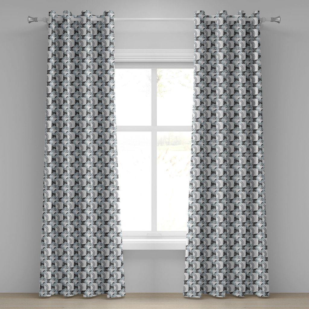 ABAKUHAUS Abstrakt Ösenvorhang, Schmutz-flüchtiger Kreis formt dekorative Weinlese-geometrischen Form-Druck, Dekorative 2-Panel-Fenstervorhänge,...