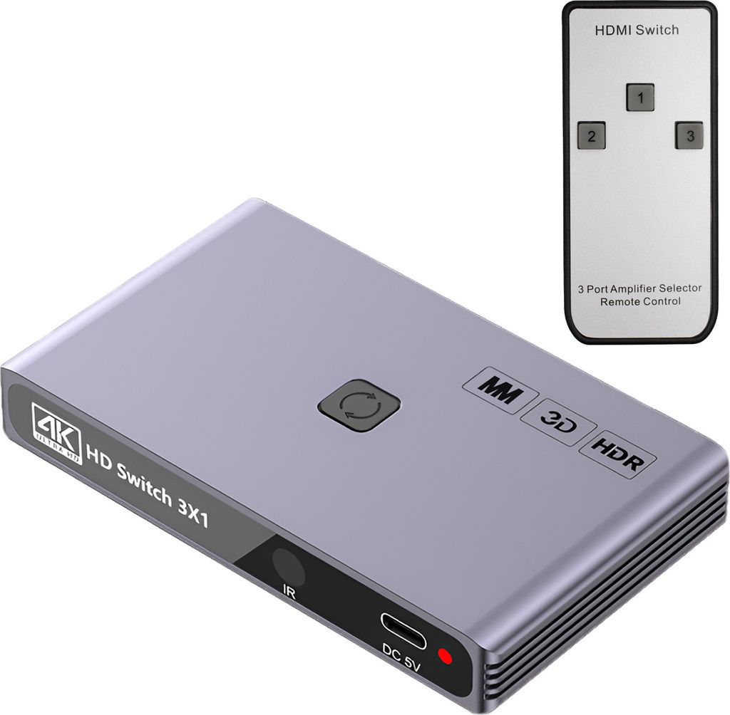 MMOBIEL 4K@60Hz HDMI Switch 3 in 1 Out- HDMI Produktbild 