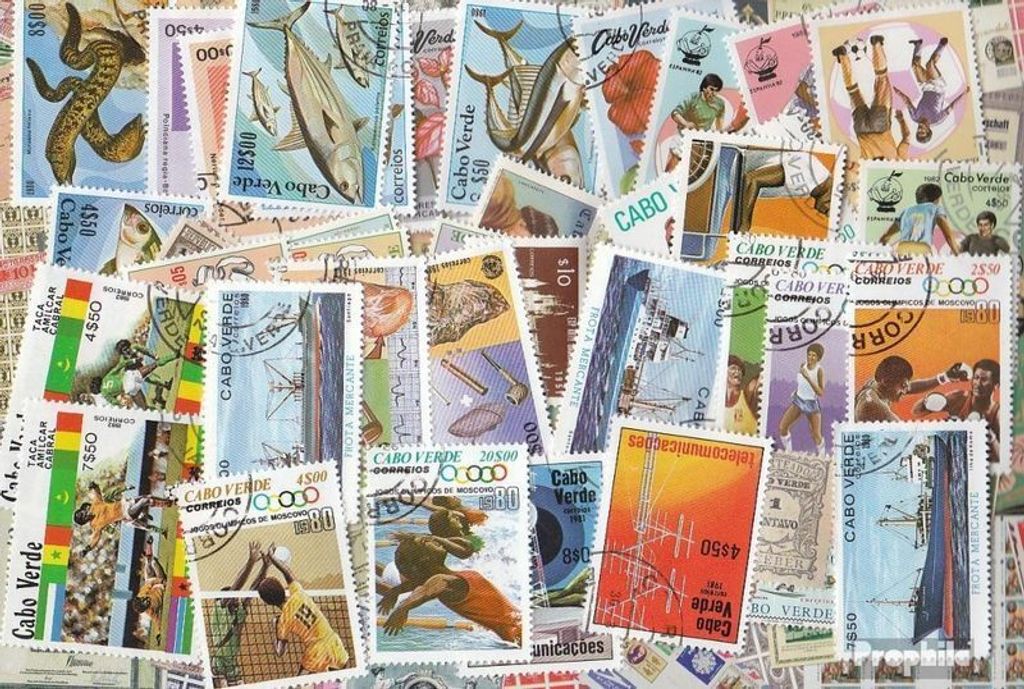 Briefmarken Kap Verde 50 verschiedene Marken