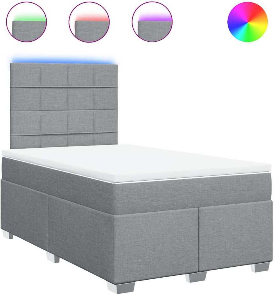 vidaXL Boxspringbett mit Matratze Hellgrau 120x200 cm Stoff