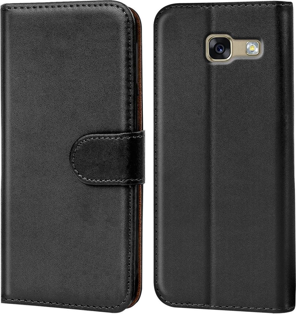 Conie Klapp Tasche für Samsung Galaxy A3 2017 (A320) Kartenfach Rundumschutz Hülle in Schwarz