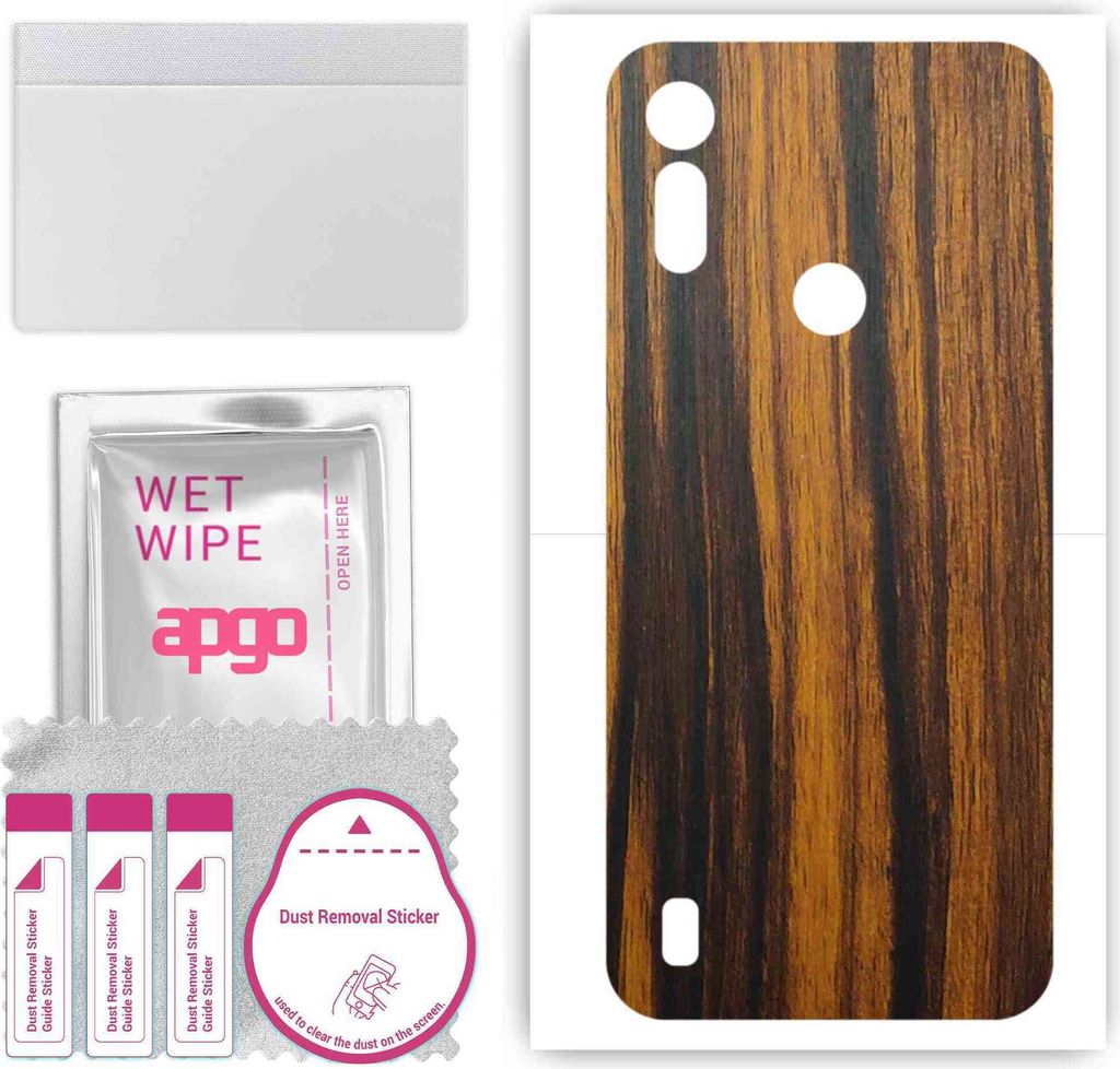 apgo Rückseite Schutzfolie, Skin, kompatibel mit Motorola Moto E6i, Hinten Displayschutzfolie aus Vinylfolie, kratzfest, einfache Montage - Tigerwood