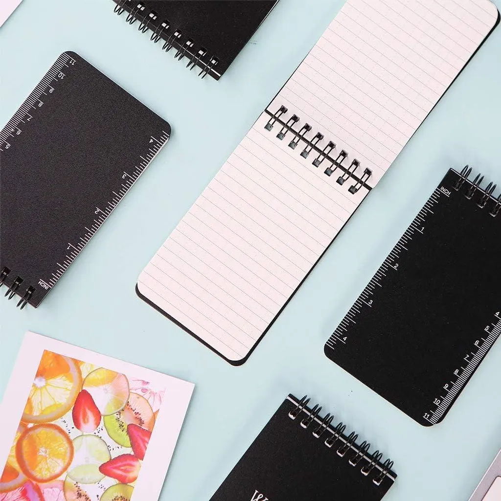 Lot de 6 petits blocs-notes noirs A7 imperméables - Spirale supérieure