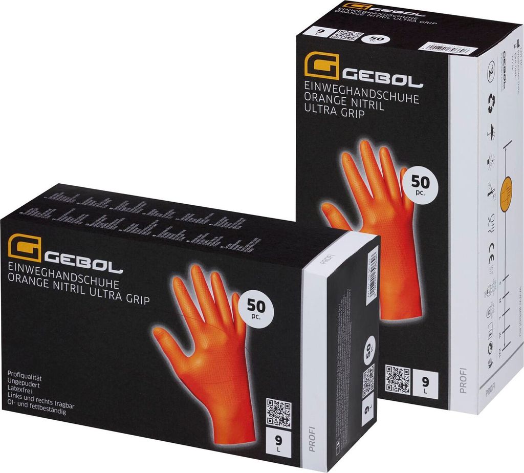 GEBOL Einweghandschuhe Orange Nitrilhandschuh Ultra Grip Produktbild 