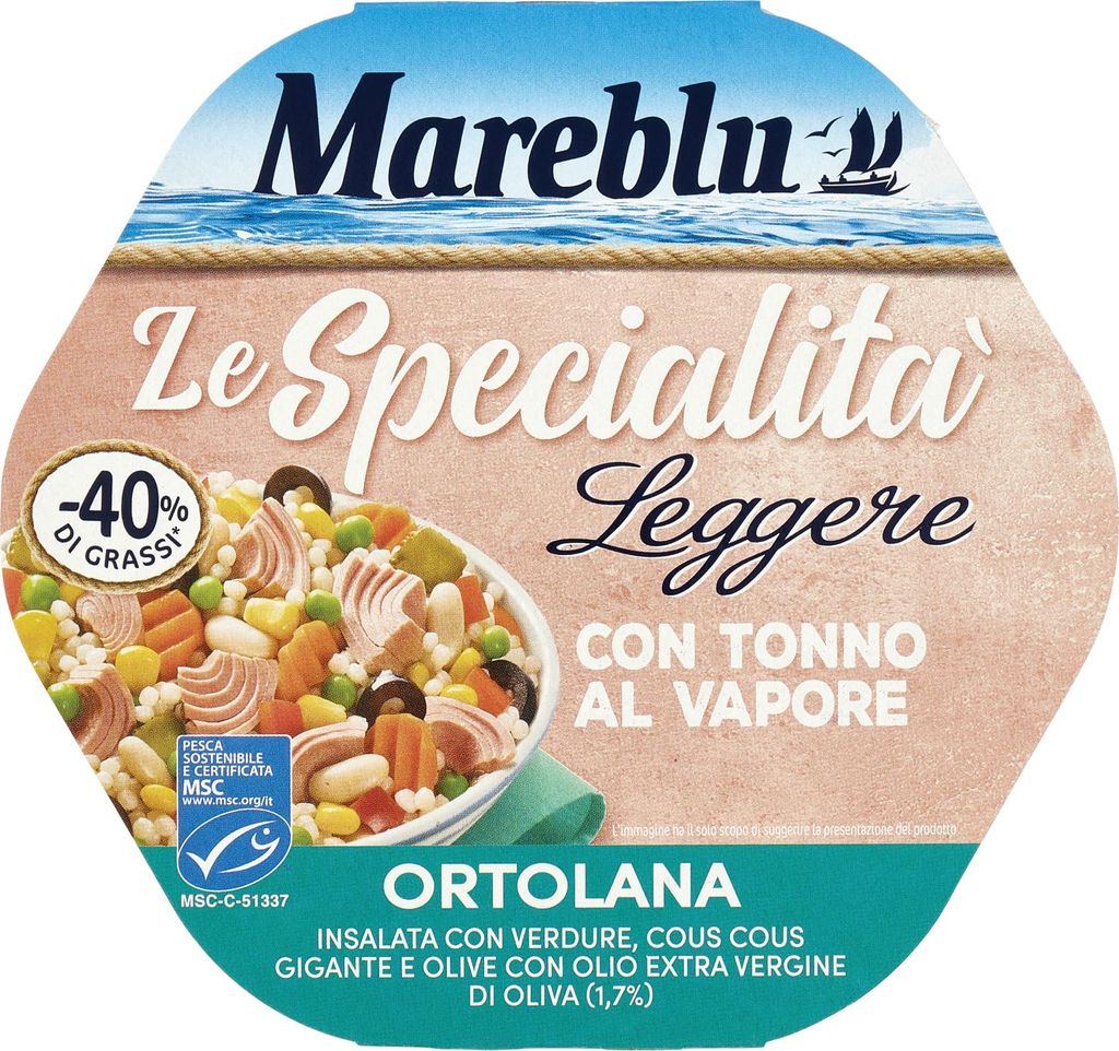 Mareblu Nutrimix Insalata con Tonno Leggera Ortolana Thunfischsalat mit Couscous, Gemüse und Oliven Dosen Essen Fertiggericht 220g