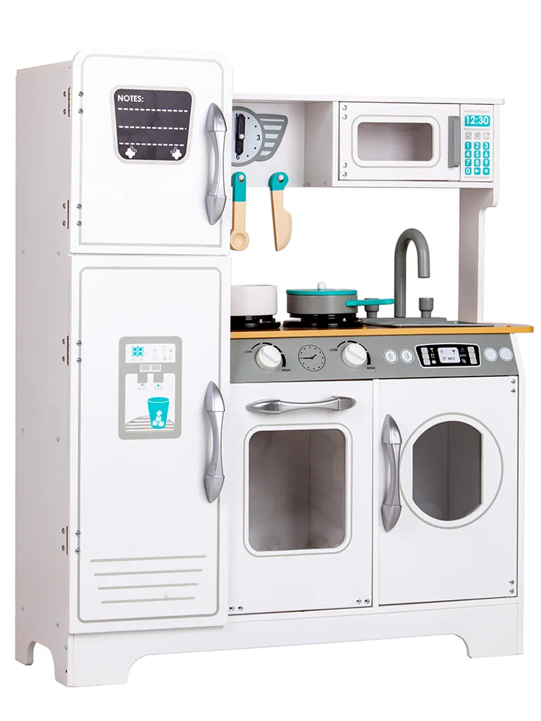 Cuisine enfant bois blanc ECOTOYS : modèle géant avec finitions réalistes - 3