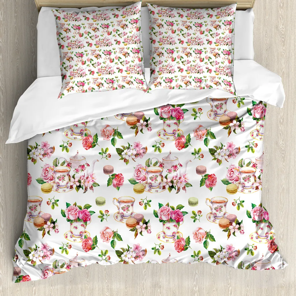 Set Copripiumino 155x220 ABAKUHAUS Teiera Antica - Microfibra Anti-Acaro