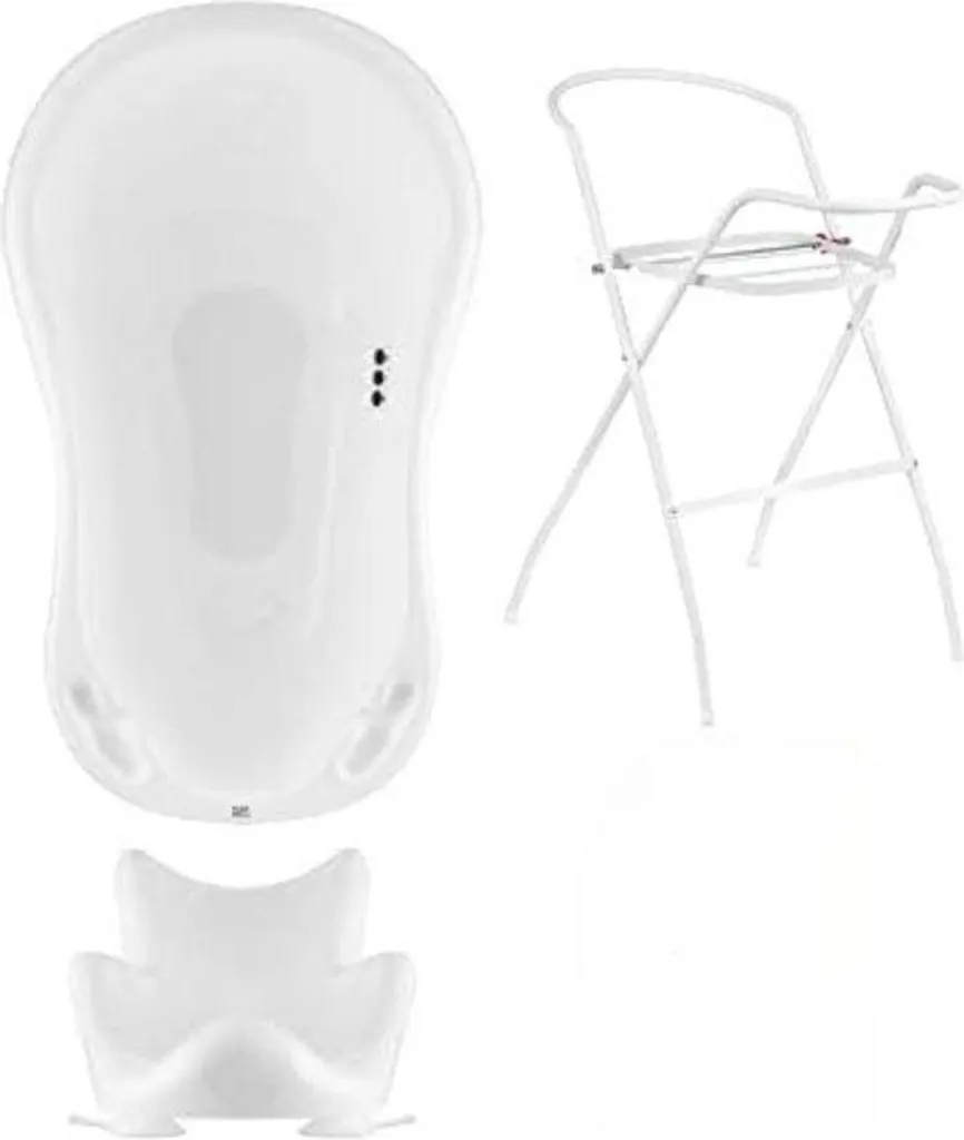Set de bain pour bébé 4-en-1 blanc pur - Accessoires ergonomiques Pro
