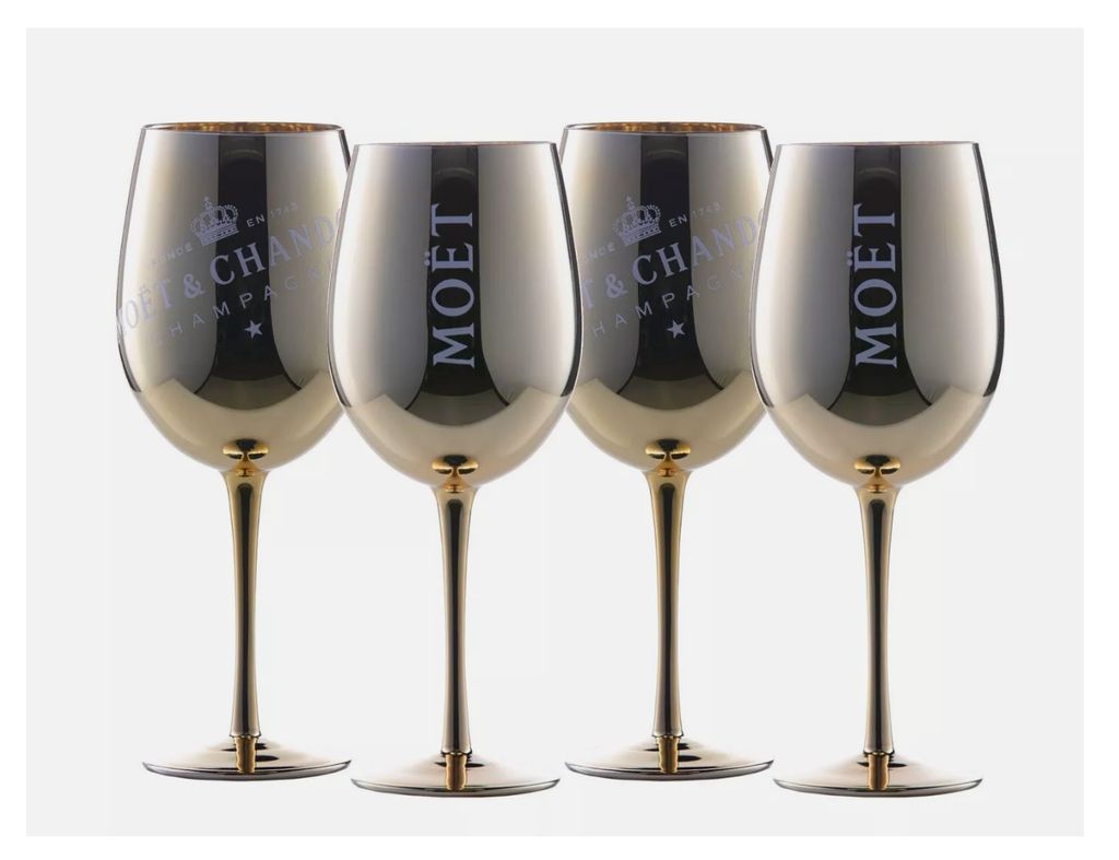 Kieliszki do szampana wina MOET CHANDON 4 szt zestaw złote Zdjęcie produktu 