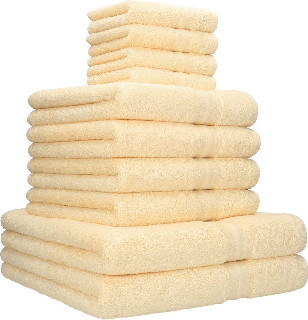 Betz 10er Handtuch-Set GOLD Luxus Qualität 600g/m² 100% Baumwolle 2 Duschtücher 4 Handtücher 4 Seiftücher Farbe beige