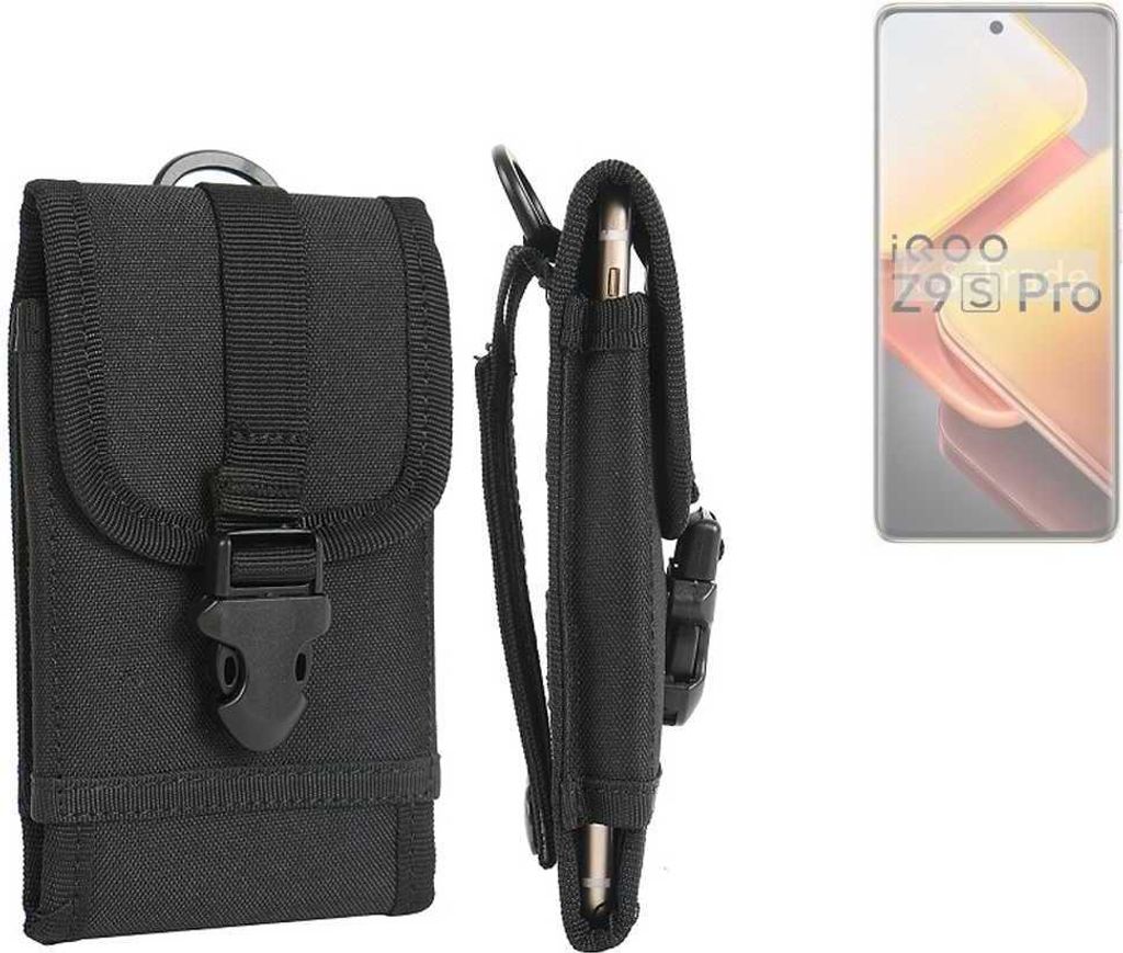 K-S-Trade Holster Handy Hülle kompatibel mit Vivo iQOO Z9s Pro Holster Handytasche Gürtel Tasche Schutz Hülle Robust Outdoor schwarz