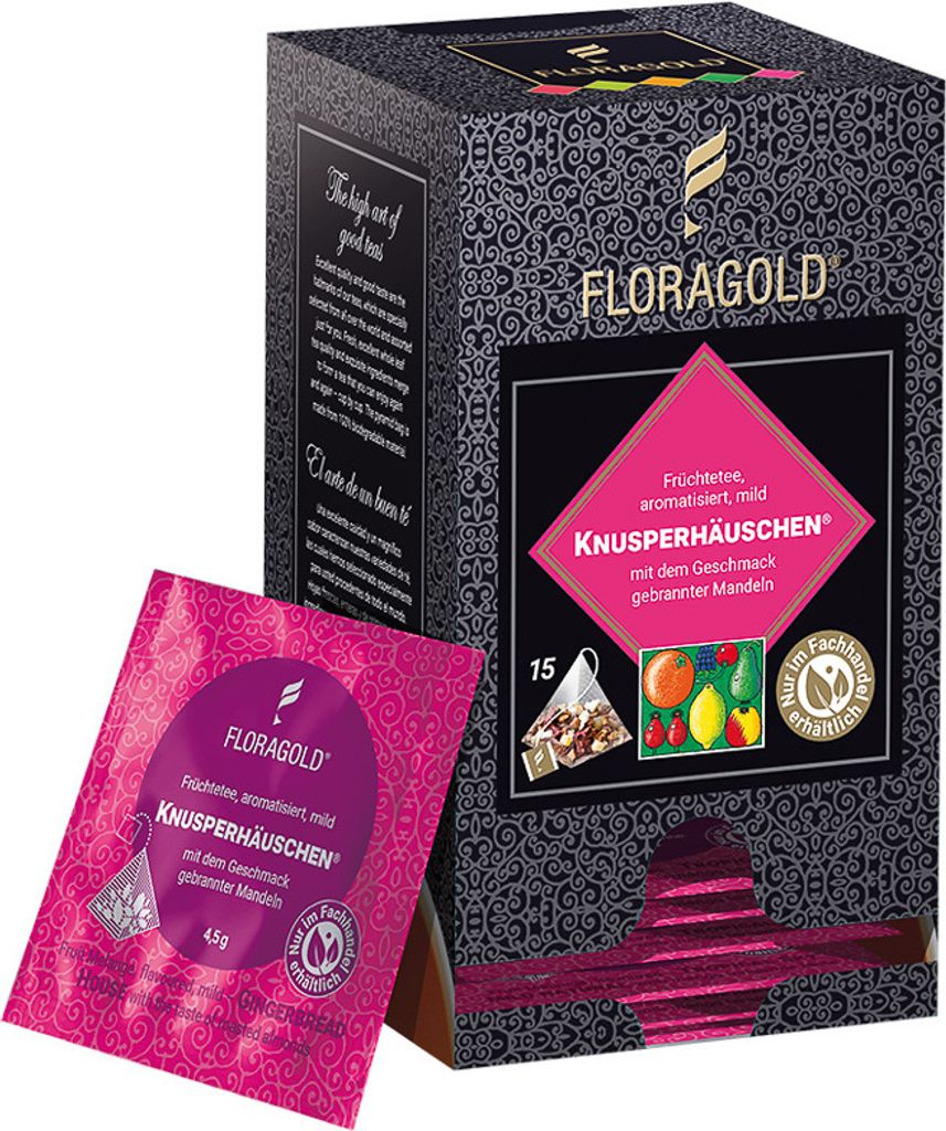 Floragold Früchtetee Knusperhäuschen®, 15er Pyramidenbeutel Produktbild 