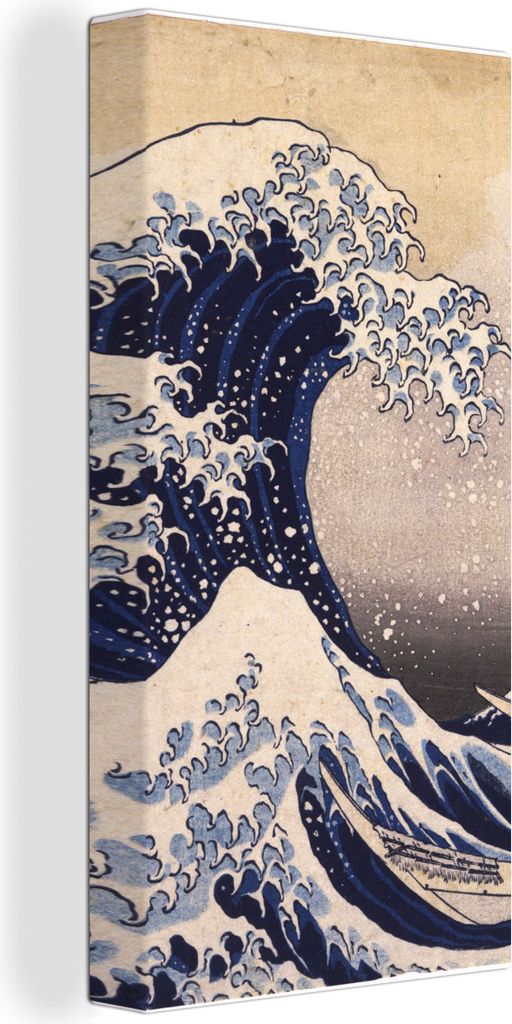 MuchoWow - Leinwandbilder - Die große Kluft von Kanagawa - Gemälde von Katsushika Hokusai, Wandbild, Wanddeko Bilder Wohnzimmer, 40x80 cm