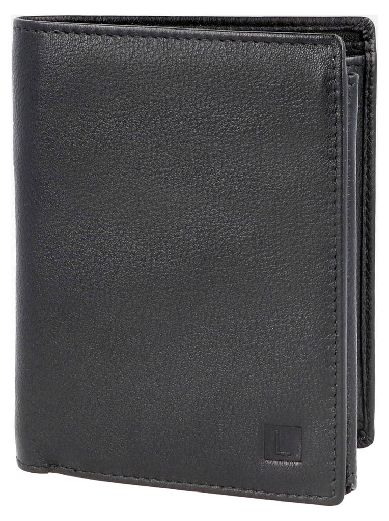 Herren Geldbörse aus Leder Schwarz - Hochformat Geldbeutel mit Geschenkbox - Portemonnaie mit RFID Schutz und Münzfach - Große Brieftasche für ...