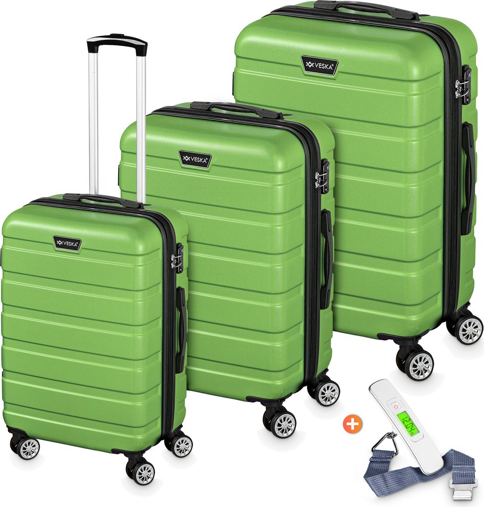 Set Valigie Rigide Con Lucchetto – 3 Pezzi (S, M, L) Grigio, ABS, Ruote Scorrevoli | Bagaglio Cabina E Stiva