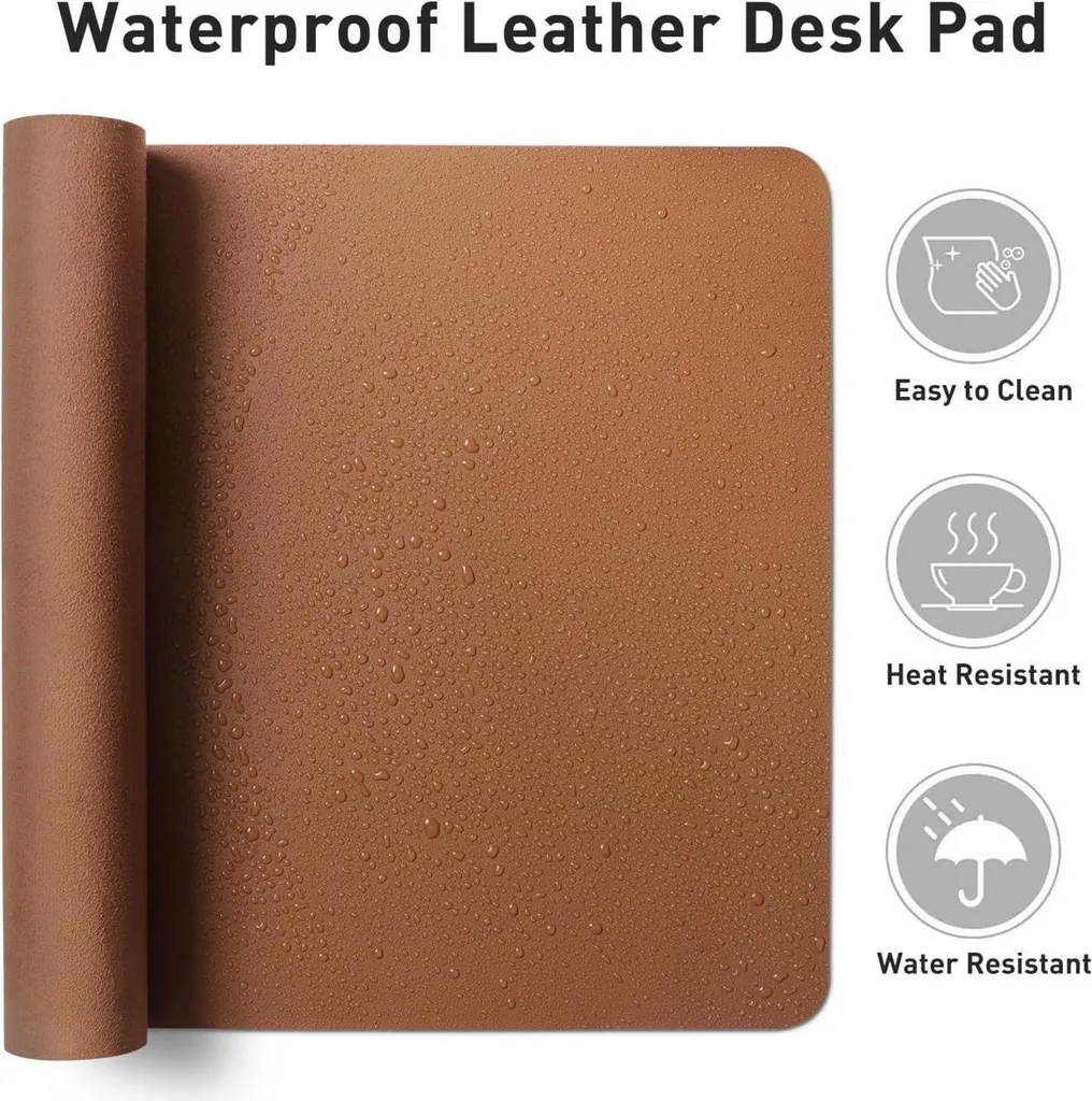 Sous-main imperméable vert mousse en cuir PU 60x35cm résistant et doux - 5