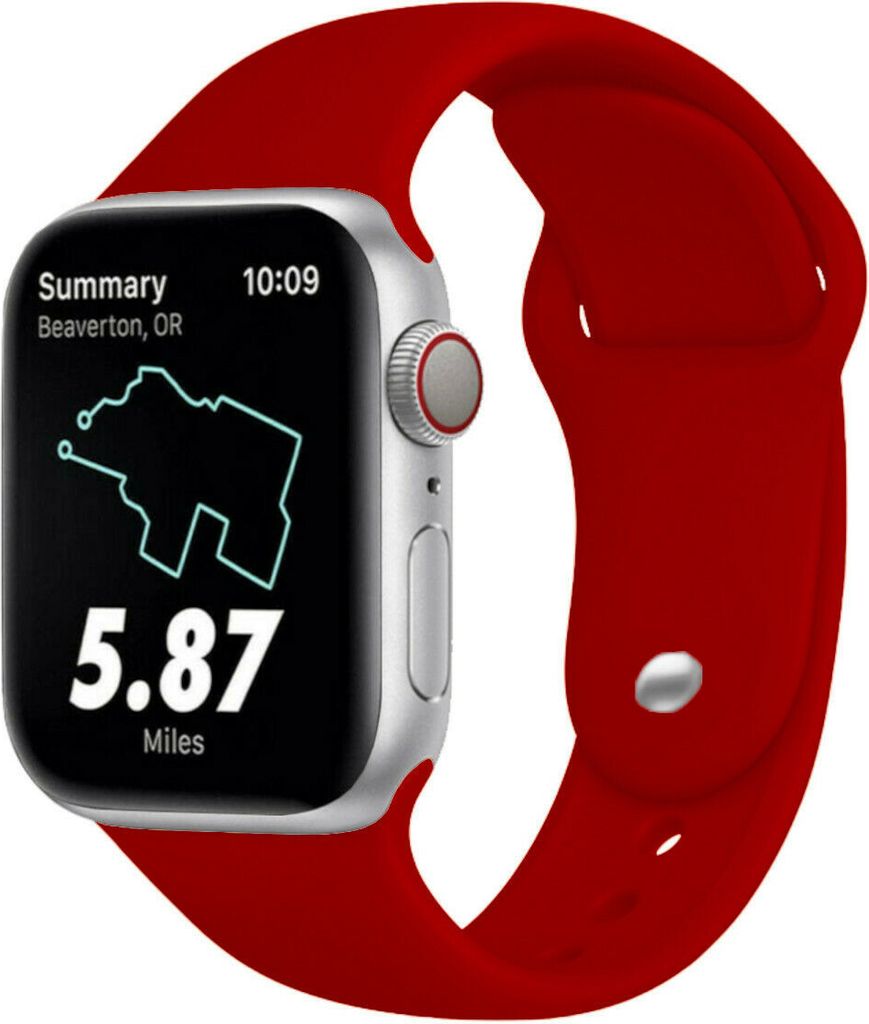 Armband für Apple Watch Series 8 7 6 5 4 3 2 1 SE - Silikon Ersatzarmband Premium Band - Rot - 38mm 40mm 41mm